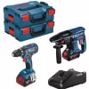 Lot BOSCH Perceuse GSR 18V-28 + Perforateur GBH 18V-21 + 2 Batteries 18V 4.0Ah +chargeur + 2 Coffrets L-Boxx - 0615990M0R -Electro Tool Soldes 0615990m0r