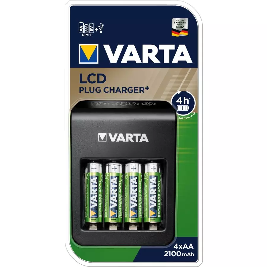 Chargeur VARTA LCD Plug + 4 Piles AA - 57687101441 3 Chargeur VARTA LCD Plug + 4 Piles AA - 57687101441