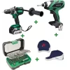 Lot De 2 Machines HITACHI - HIKOKI Perceuse Visseuse DS18 DBL2 5A + Visseuse à Chocs WH 18DSAL + Coffret De Percage Vissage + Casquette Euro 2016 - XX136NMWH -Electro Tool Soldes DGA85020 3