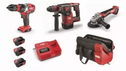 Lot 18V FLEX - Perceuse-visseuse + Perforateur + Meuleuse - 3 Batteries + Chargeur + Accessoires