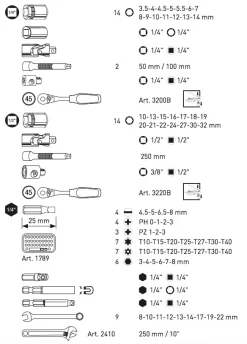 Coffret D'outils Pro-Line 1/4" + 1/2" KRAFTWERK 263 Pièces - 3948 -Electro Tool Soldes KRA00053 2