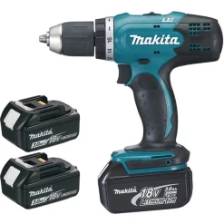 Lot 5 Machines MAKITA 18V 3 Batteries 3Ah + Chargeur + Perceuse Visseuse DDF453 + Visseuse à Choc DTD152 + Meuleuse DGA452 + Scie Sauteuse DJV180 + Outil Multifonction DTM51 - LMK4 -Electro Tool Soldes LOT70030 1