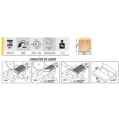 Scie à Onglet FEMI Avec Déligneuse - 1200W Ø254mm - TR245 4 Scie à Onglet FEMI Avec Déligneuse - 1200W Ø254mm - TR245 – Image 2